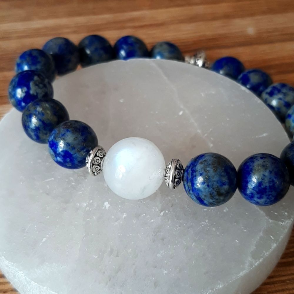 Lapis & Moonstone High Quality Beaded Stretch